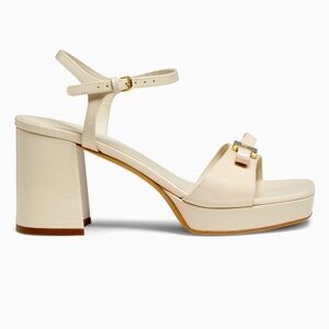 FERRAEGAMO Women's Marika Platform Block Heel Sandals, Color:Mascarpone
